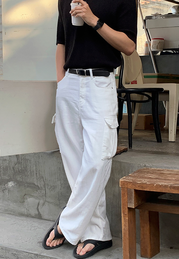 Men's Summer Loose Straight Denim Overalls CA25052359W