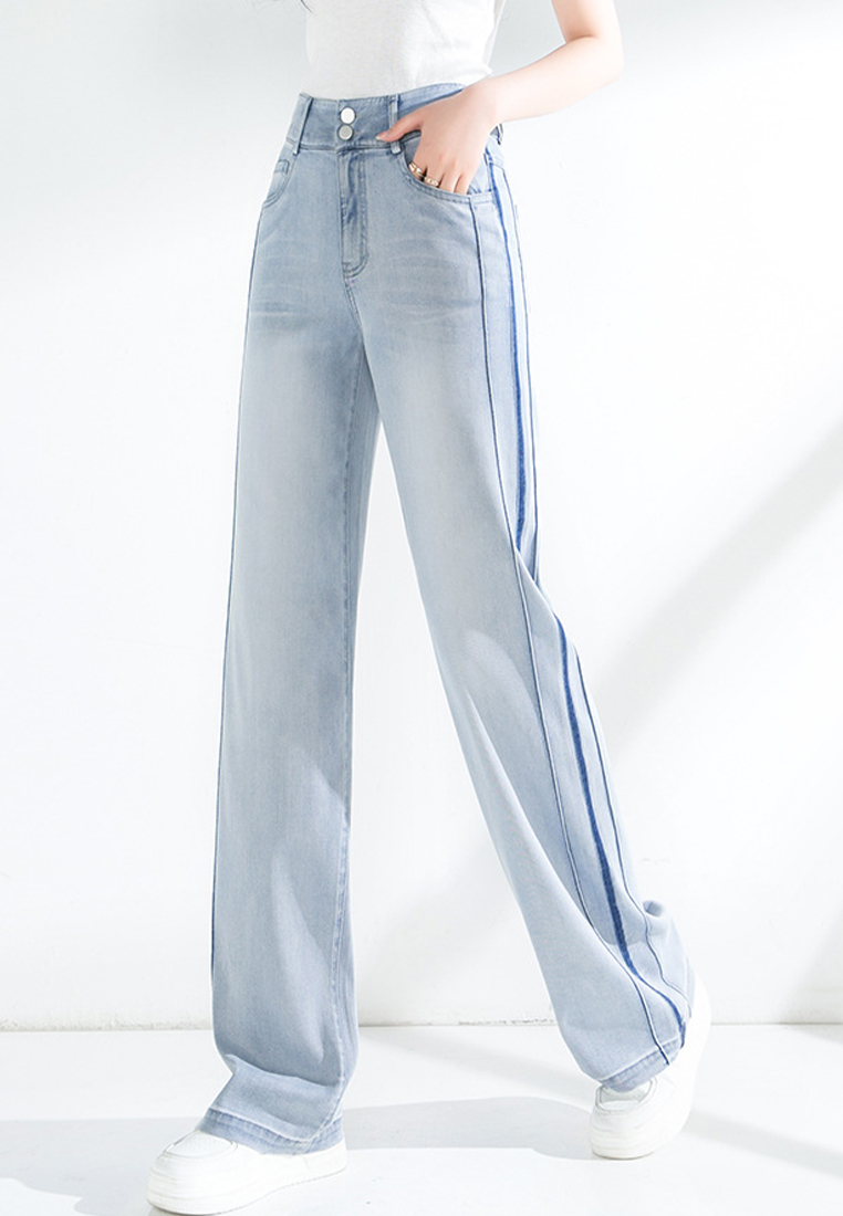 Fashionable Simple and Versatile Straight Leg Wide Leg Pants Jeans CA101959LGBL