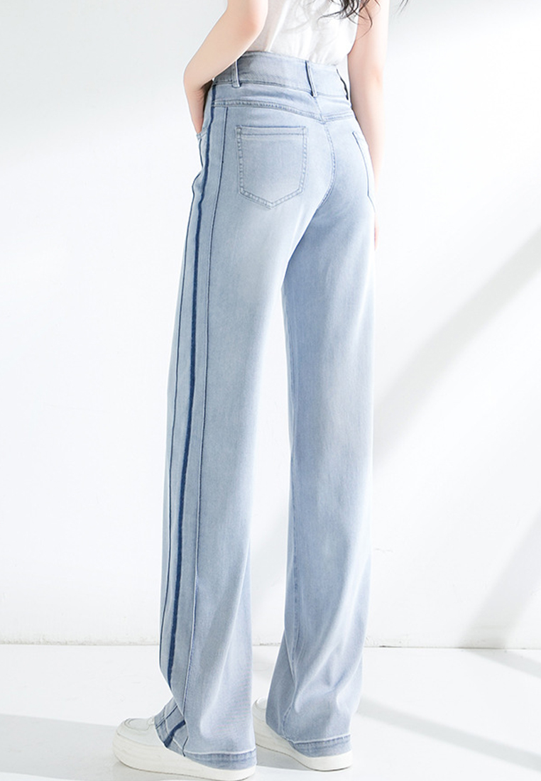 Fashionable Simple and Versatile Straight Leg Wide Leg Pants Jeans CA101959LGBL