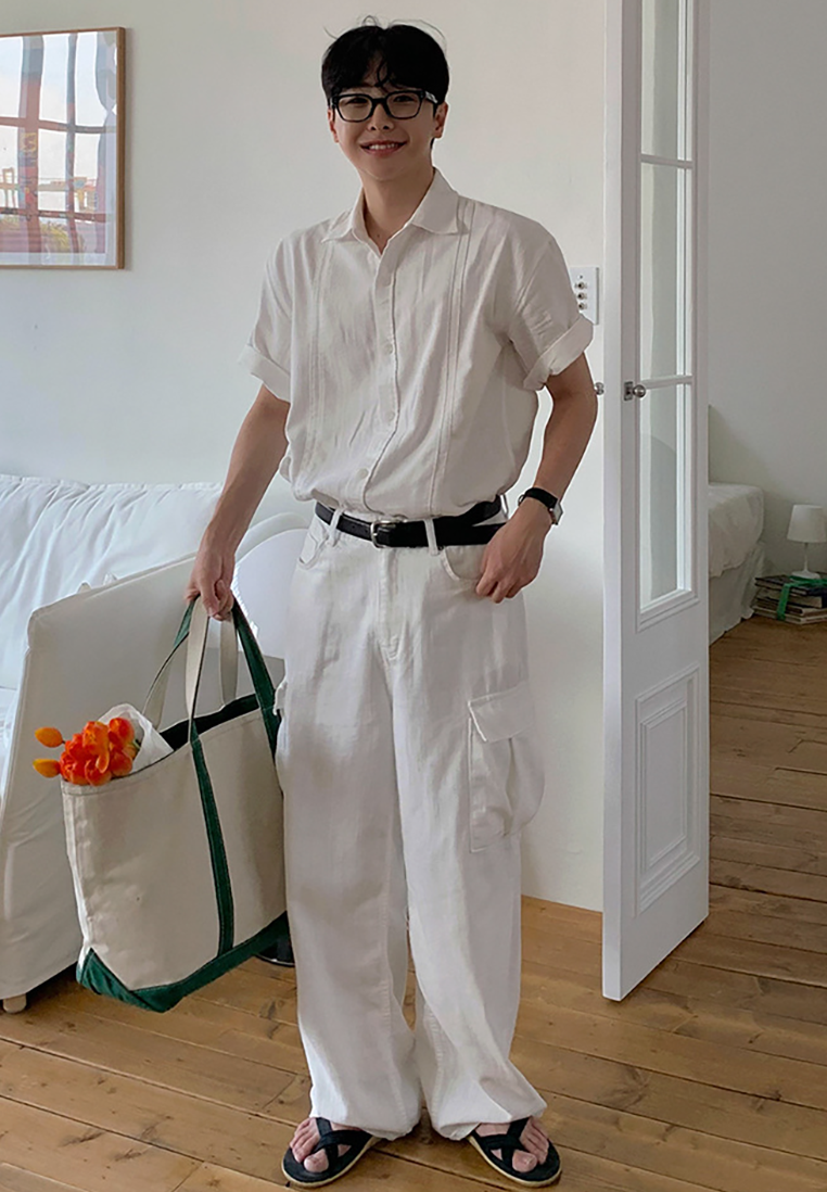 Men's Summer Loose Straight Denim Overalls CA25052359W