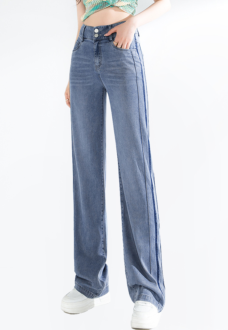 Fashionable Simple and Versatile Straight Leg Wide Leg Pants Jeans CA101959LGBL