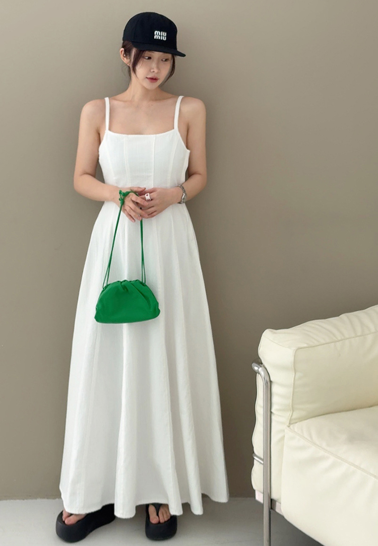 Summer new French denim dress backless suspender dress CA25060359BL