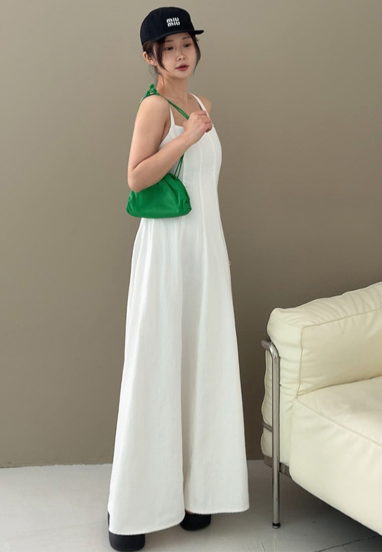 Summer new French denim dress backless suspender dress CA25060359BL