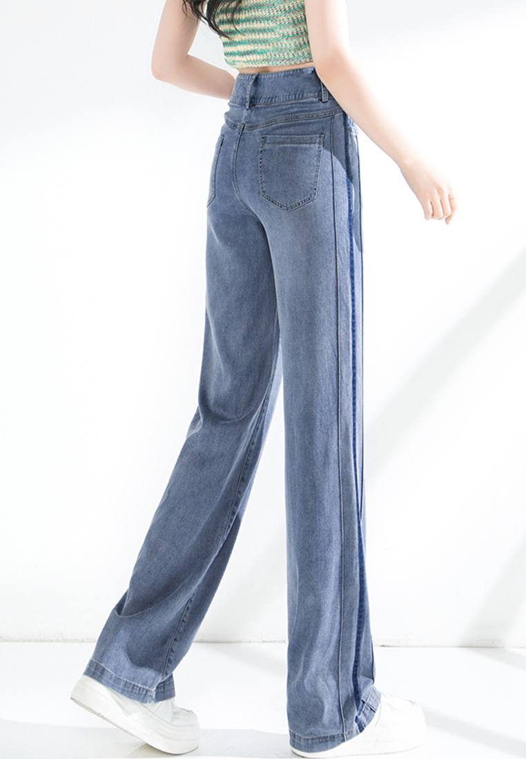 Fashionable Simple and Versatile Straight Leg Wide Leg Pants Jeans CA101959LGBL