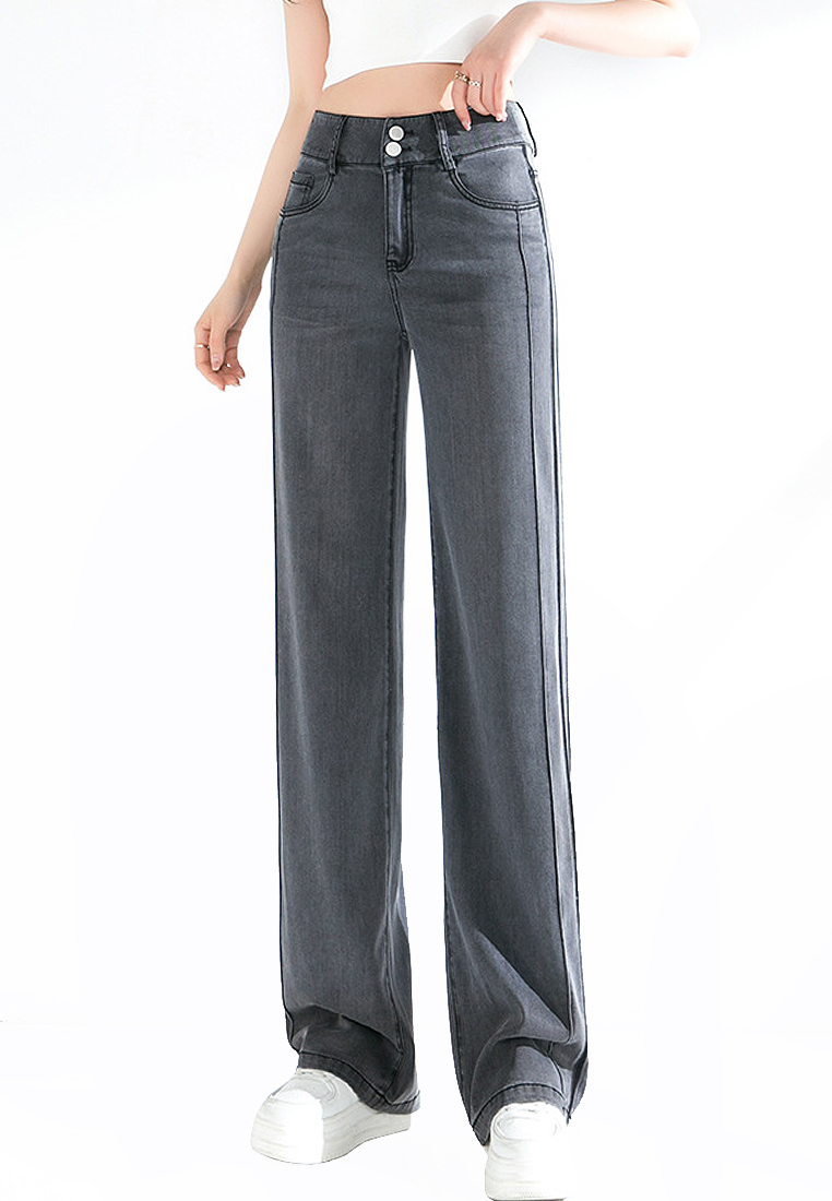 Fashionable Simple and Versatile Straight Leg Wide Leg Pants Jeans CA101959LGBL