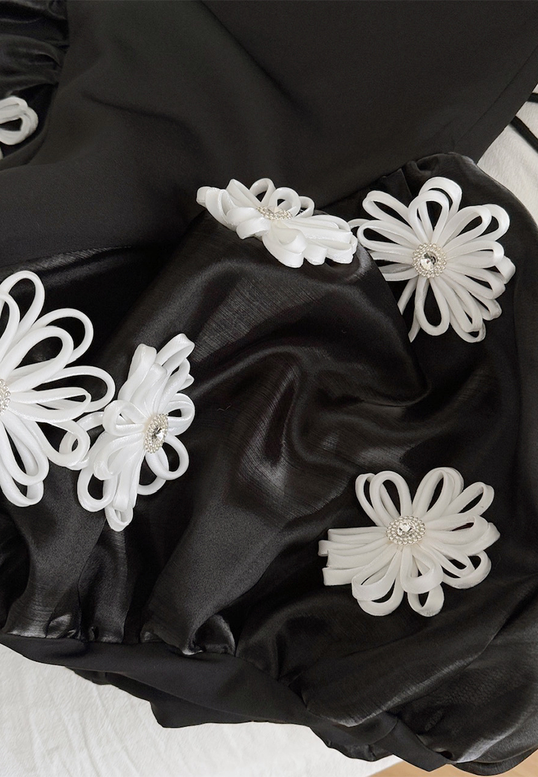 French 3D Flower Strapless Slim-Fit Puff Princess Gown CA25112501BK