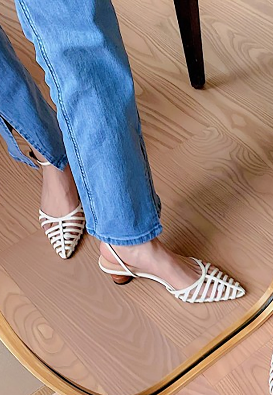 French retro pointed hollow sandals CA25021350BW