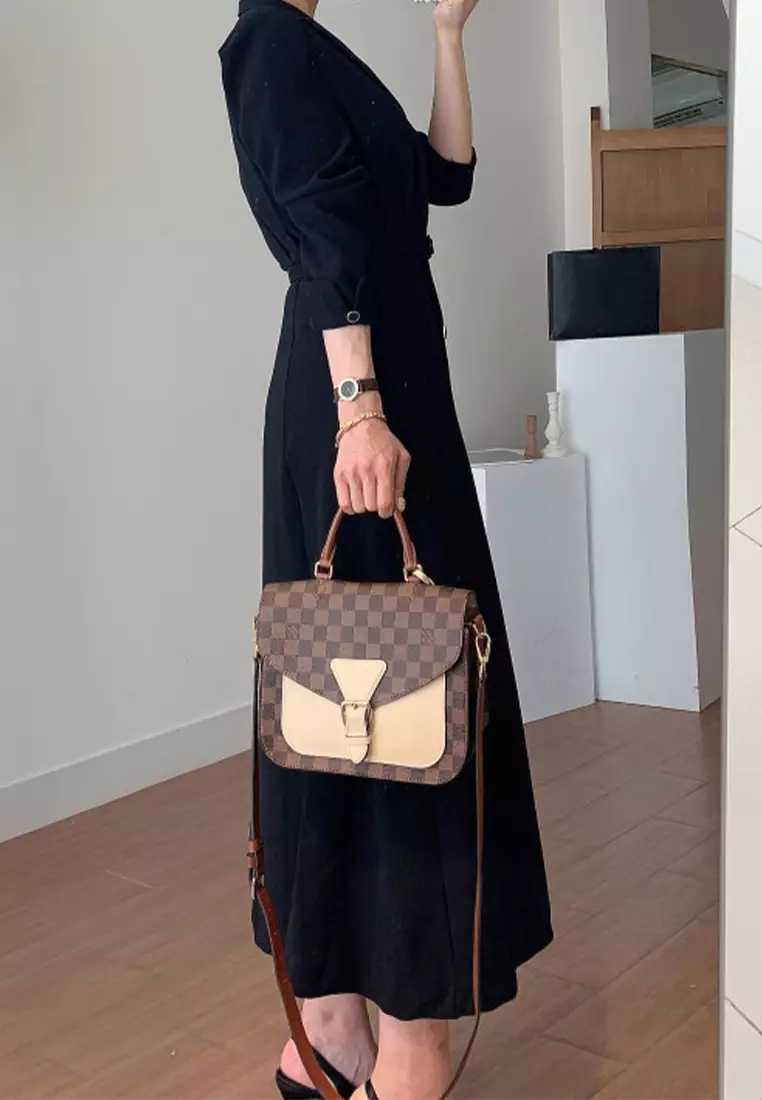 French style waist cinching solid color long dress CA24092723PI