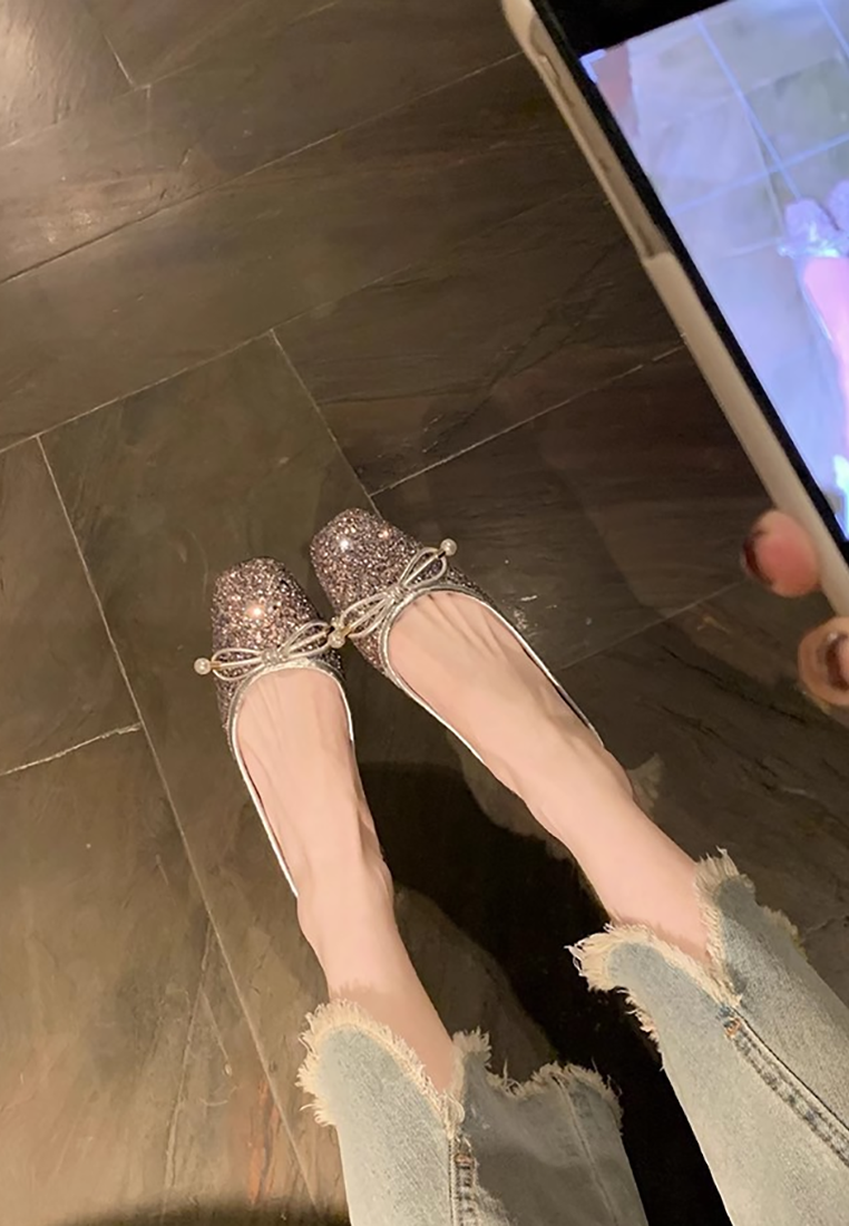 Rhinestone bow ballet flat shoes CA25021325W