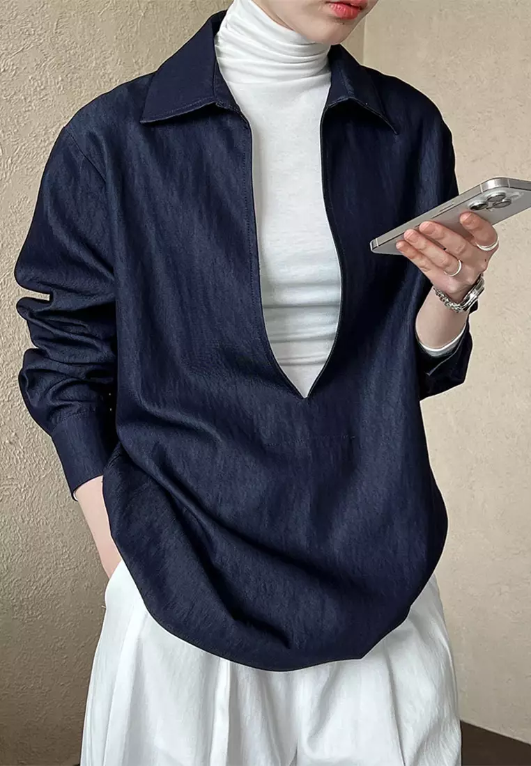 Autumn new fashionable long sleeved denim top CA24092361BL