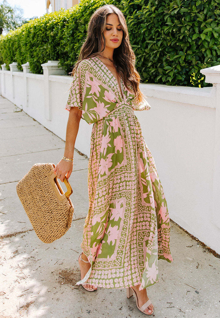 New sexy and fashionable printed slit dress CA25042265GR