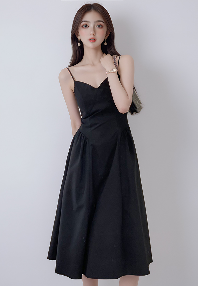 Korean Summer Splicing Waist Strap Dress CA25032734BL