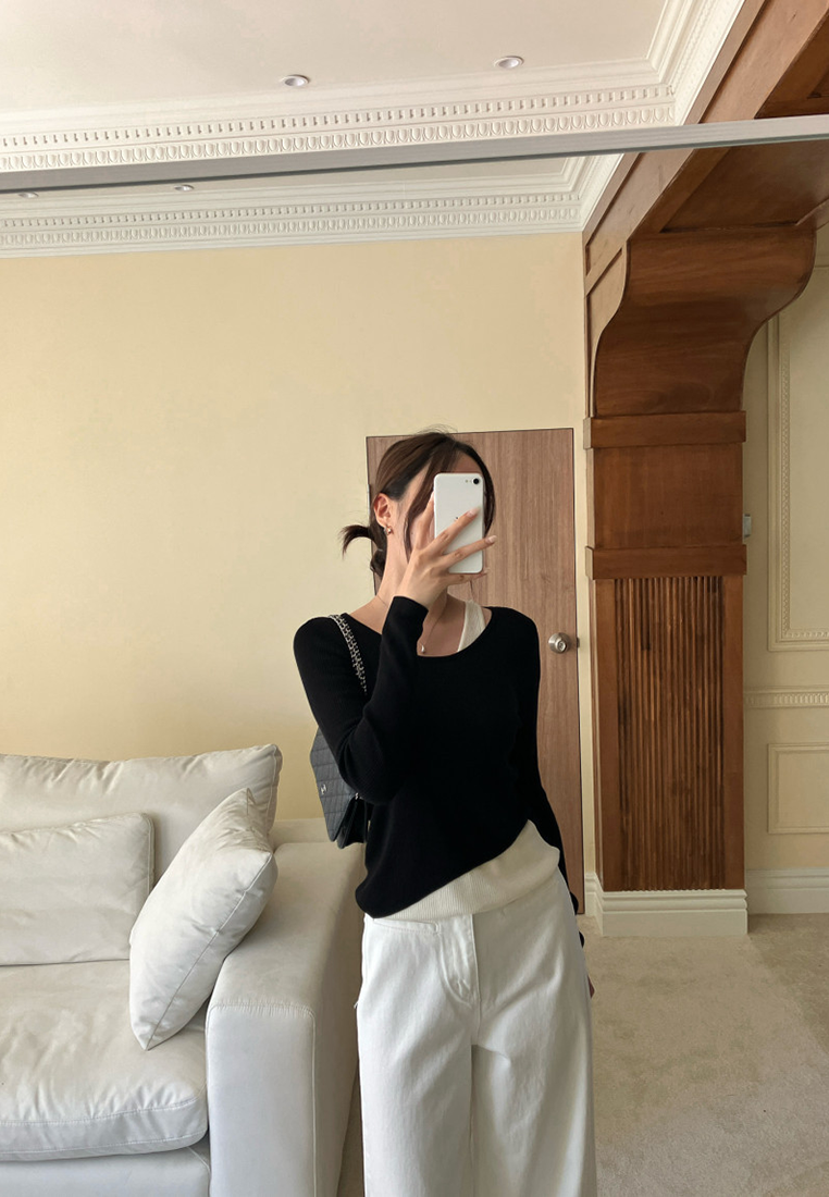 New Fashion Korean Knitted Top CA24092729BK