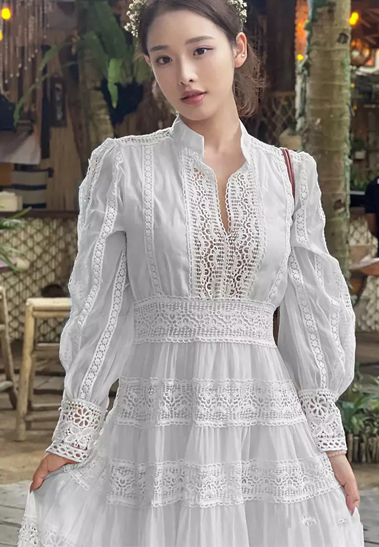 Fashionable palace style patchwork dress CA24102524W