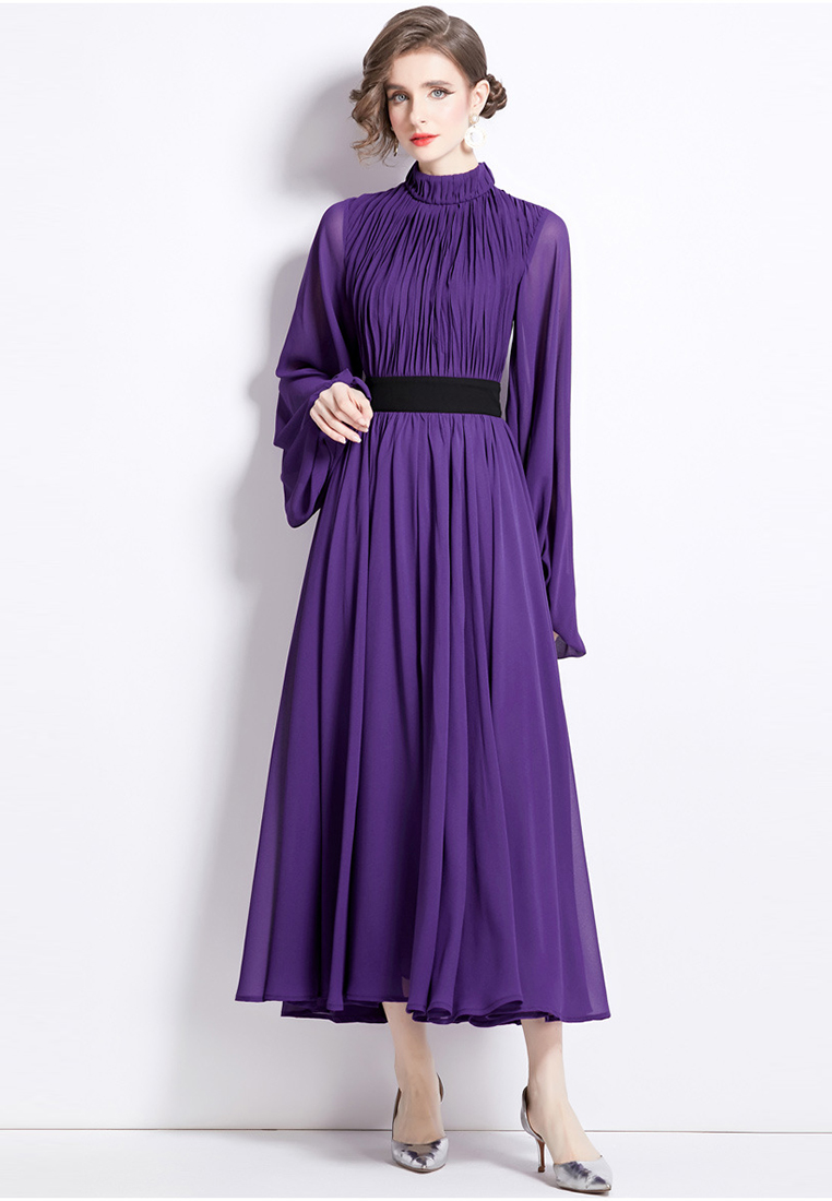 2024 purple dress temperament French long skirt CA24073106PU