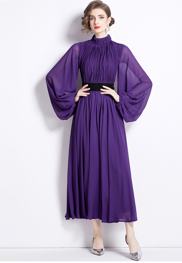 2024 purple dress temperament French long skirt CA24073106PU