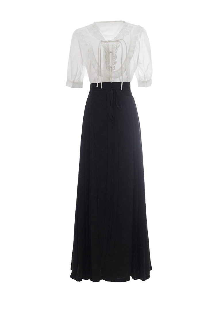 Shirt commuter black horse face skirt everyday shirt set CA011006