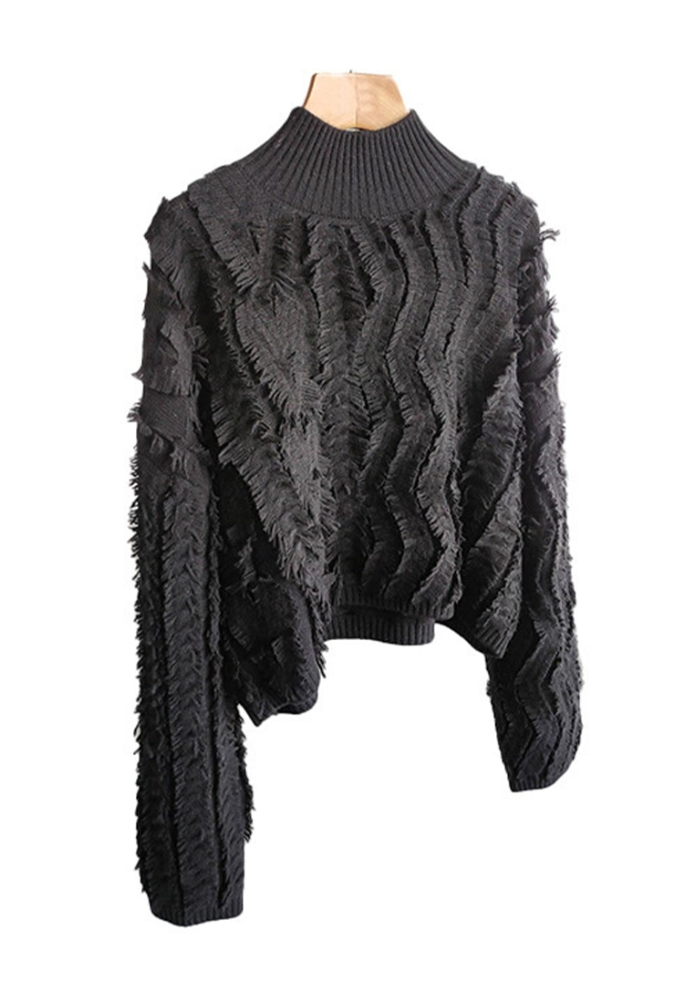 Soft glutinous tassel cashmere versatile knitwear simple commuting CA110206BK