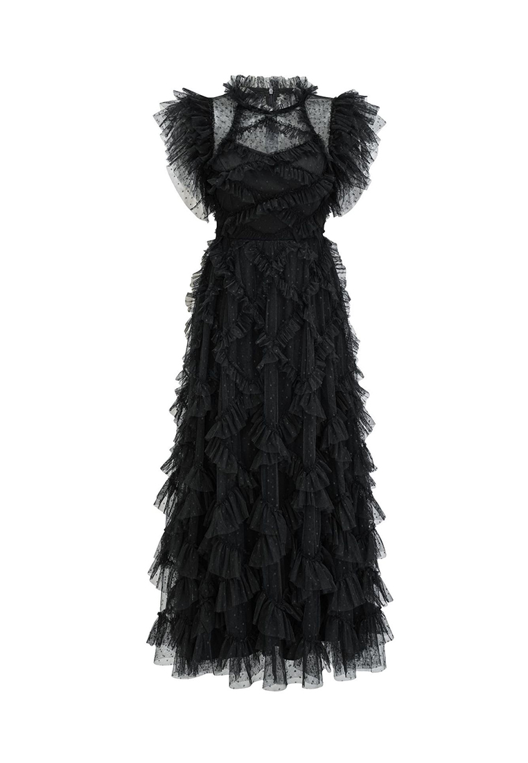 Temperament embroidered A-line skirt half-turtleneck gown CA24031906RD