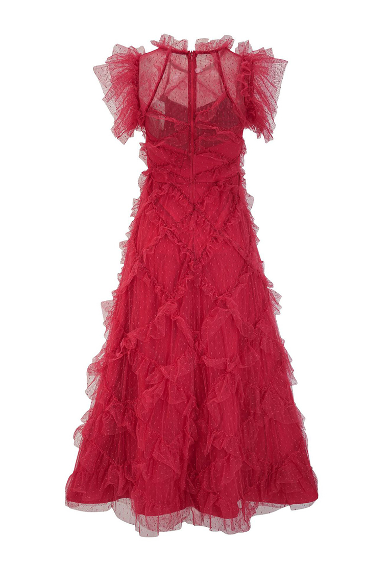 Temperament embroidered A-line skirt half-turtleneck gown CA24031906RD