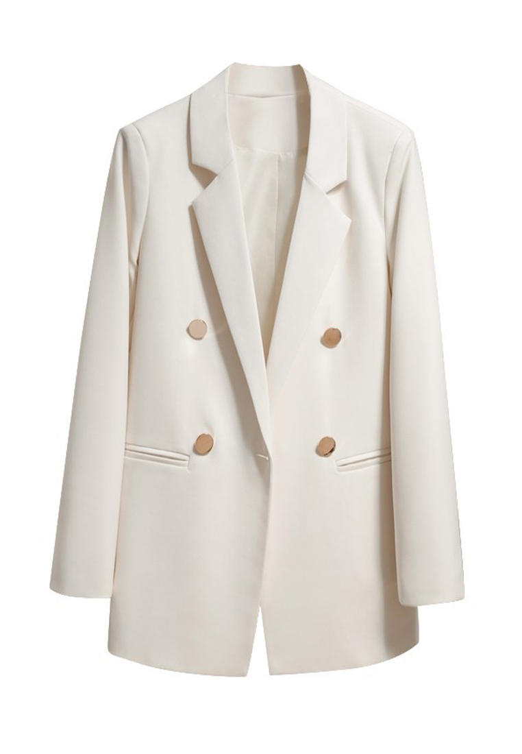 Metal buckle British style casual versatile solid color suit jacket CA111606W