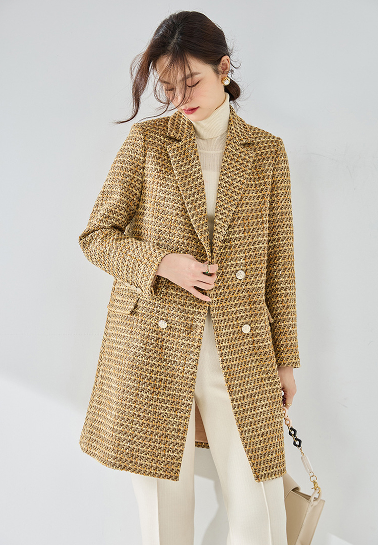 2024 Retro Luxury woven plaid mid length top CA24091106YE