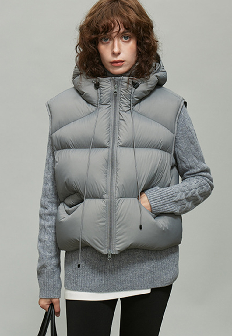 Light and warm fluffy 90% down hooded down jacket CA24112106GY