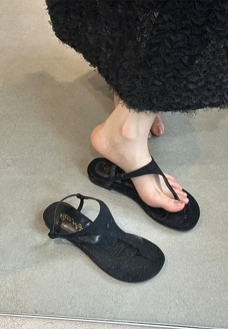 Retro Flip Flops Flat Sandals CA25042206BK