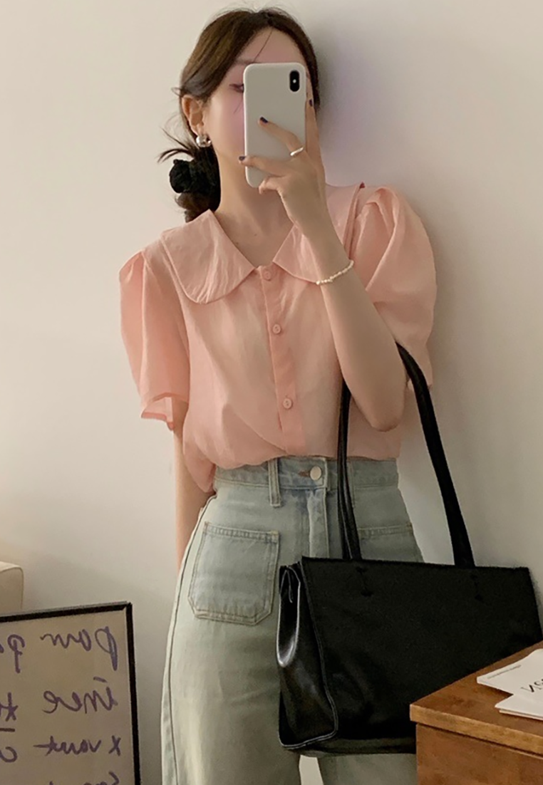 Korean chic summer single-breasted loose short-sleeved shirt CA25042906PI