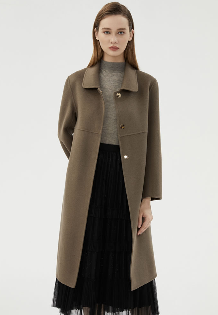 New Autumn/Winter Pure Wool Double-Sided Fleece Overcoat CA25110306BK