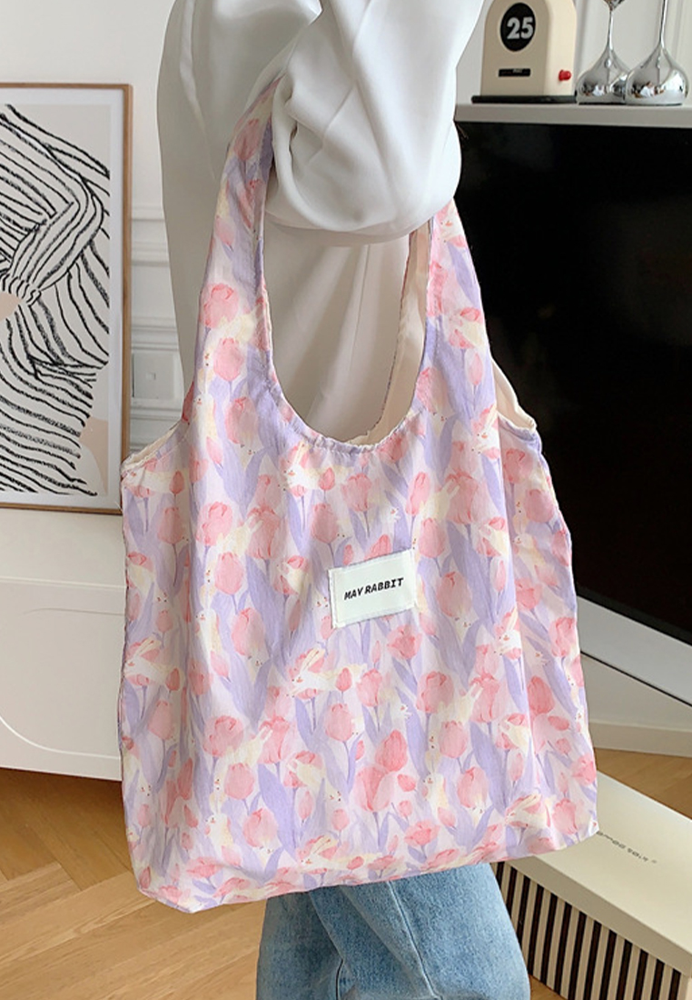 2024 New tulip flower canvas shoulder bag CA24042606BL