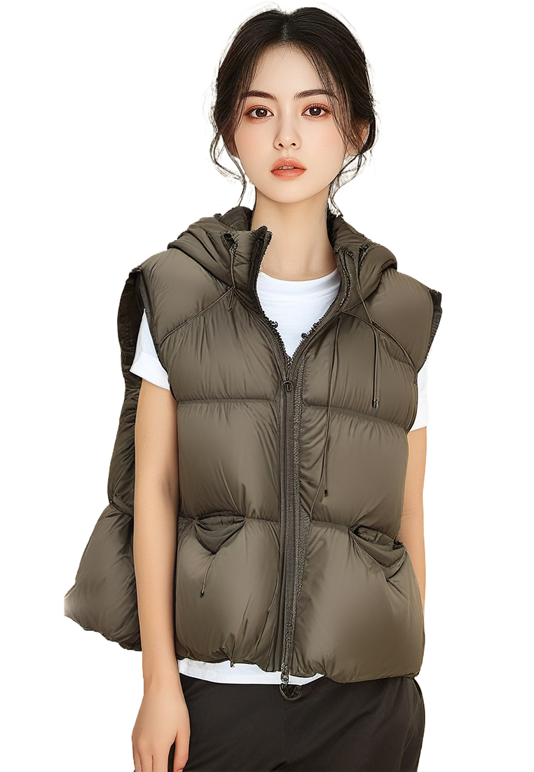 Light and warm fluffy 90% down hooded down jacket CA24112106GY