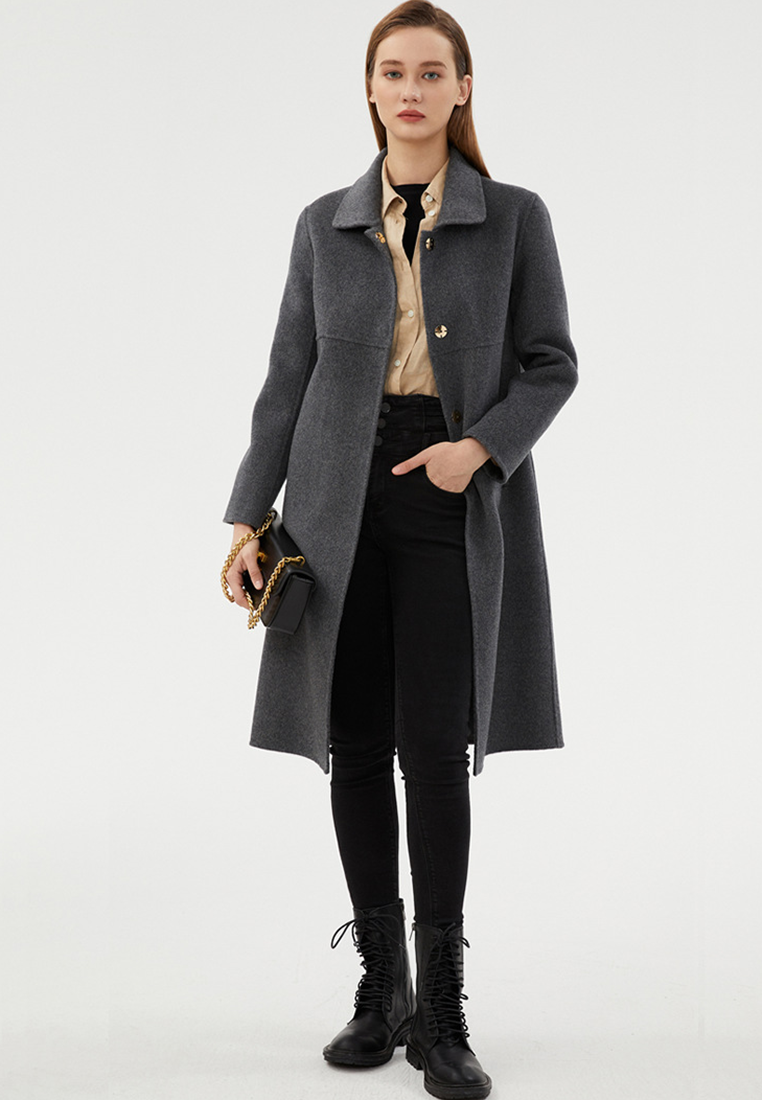 New Autumn/Winter Pure Wool Double-Sided Fleece Overcoat CA25110306BK