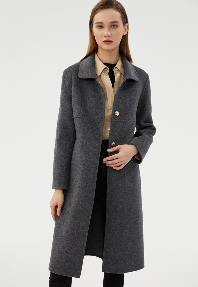 New Autumn/Winter Pure Wool Double-Sided Fleece Overcoat CA25110306BK