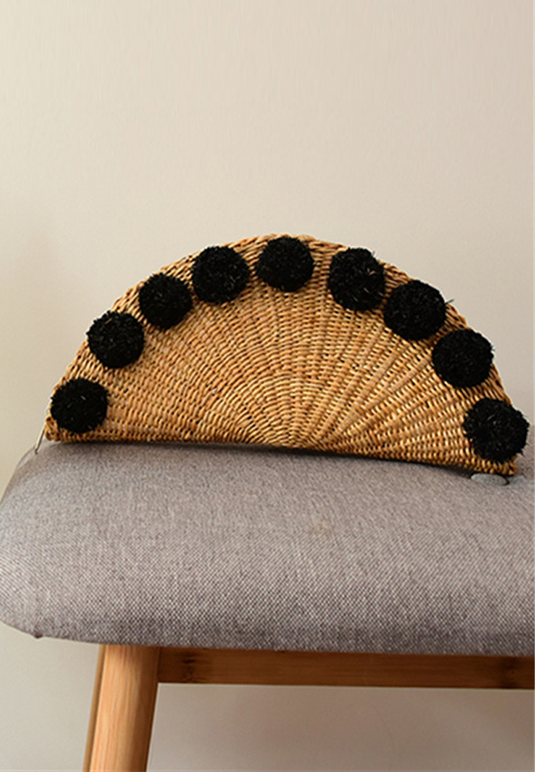 New Bohemian holiday style straw handmade semi-circular fan-shaped bag CA24062006