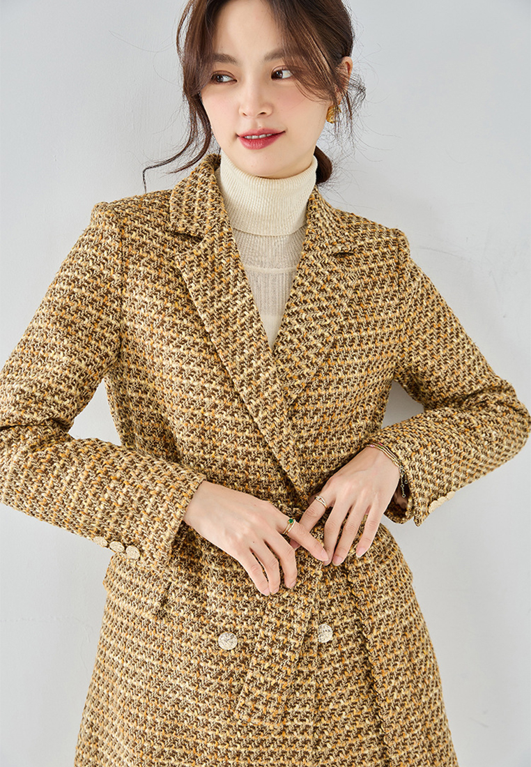 2024 Retro Luxury woven plaid mid length top CA24091106YE