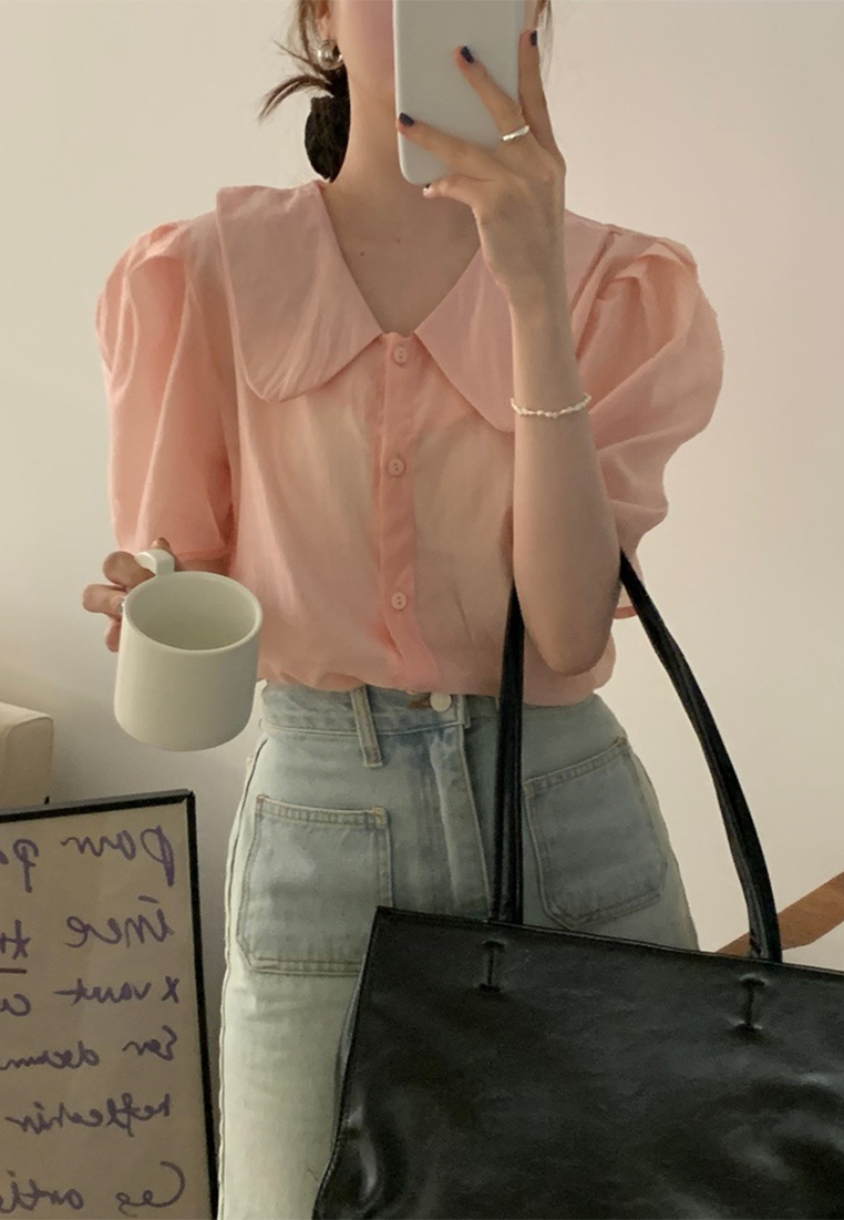 Korean chic summer single-breasted loose short-sleeved shirt CA25042906PI