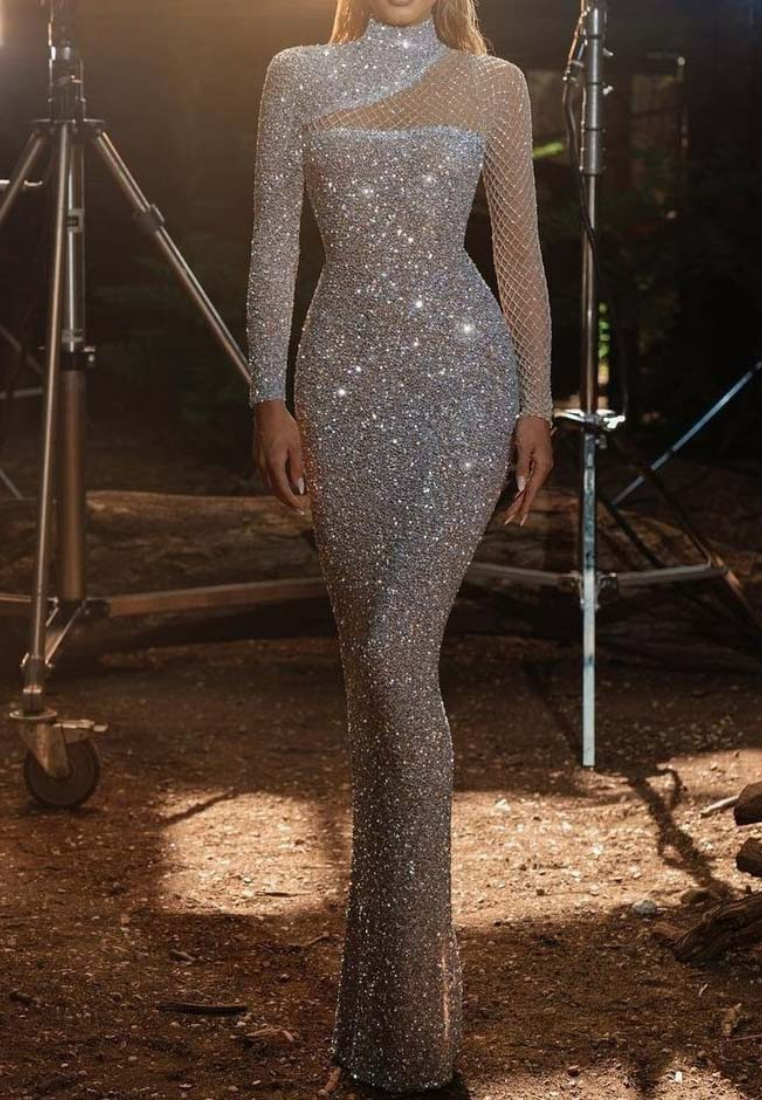 New hollowed-out round neck slim-fit dress CA251103D06SL