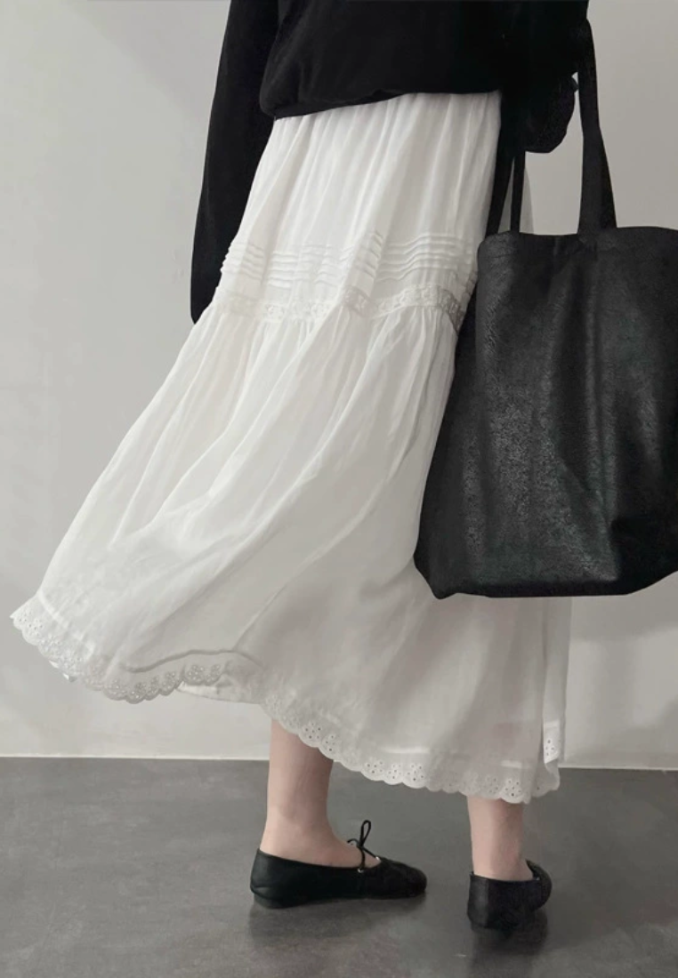 Natural solid color white skirt CA25031906W