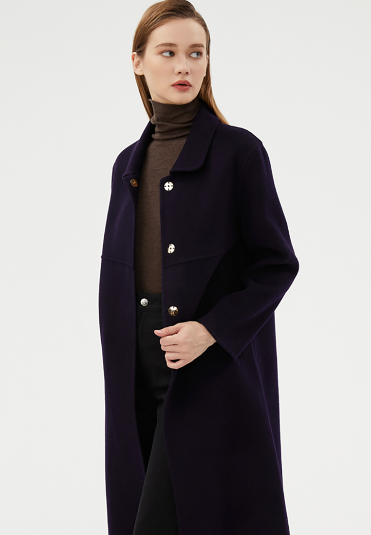 New Autumn/Winter Pure Wool Double-Sided Fleece Overcoat CA25110306BK