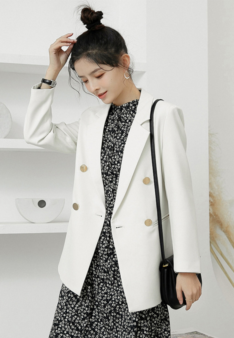 Metal buckle British style casual versatile solid color suit jacket CA111606W