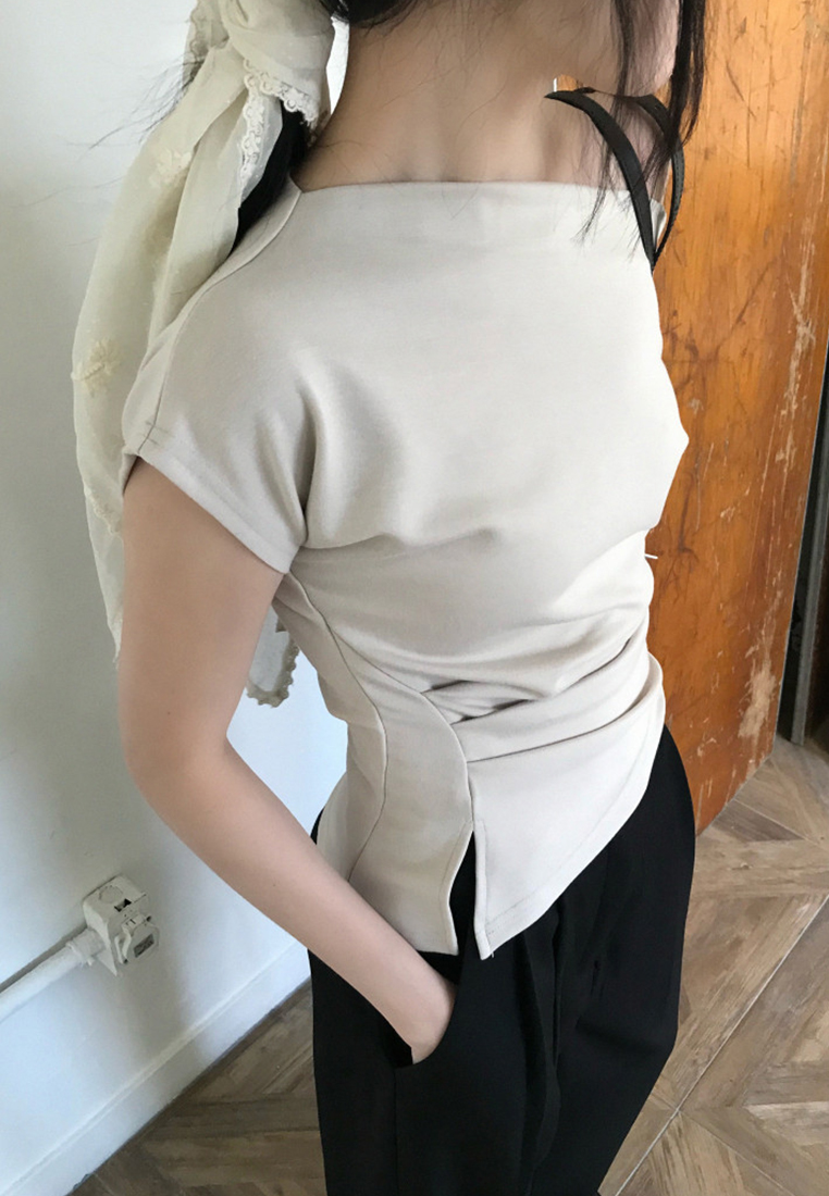 Summer New French Fashion Off Shoulder Top CA25042906BK