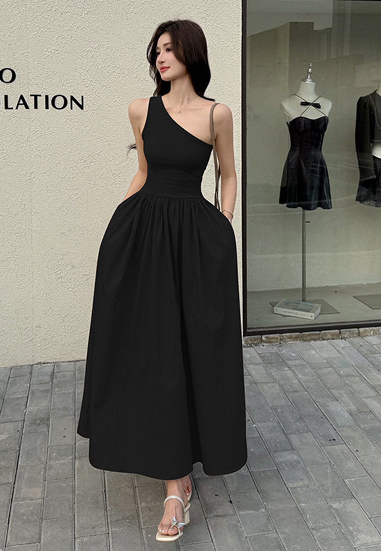 Summer Temperament Sleeveless Splicing Dress CA25060306BK
