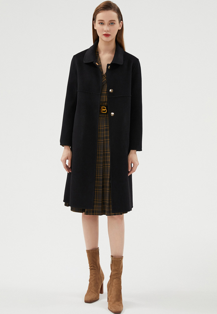 New Autumn/Winter Pure Wool Double-Sided Fleece Overcoat CA25110306BK