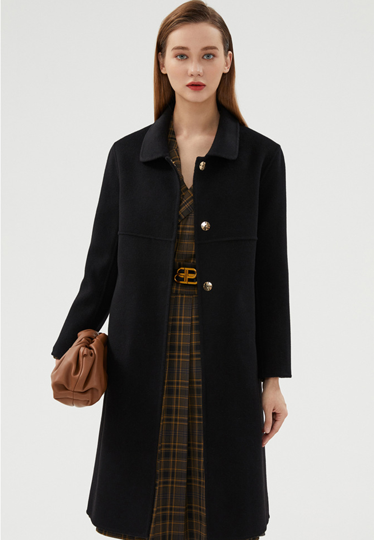 New Autumn/Winter Pure Wool Double-Sided Fleece Overcoat CA25110306BK