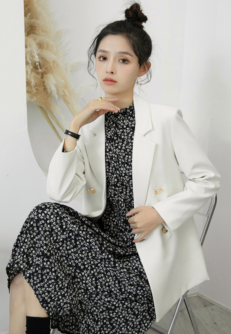 Metal buckle British style casual versatile solid color suit jacket CA111606W