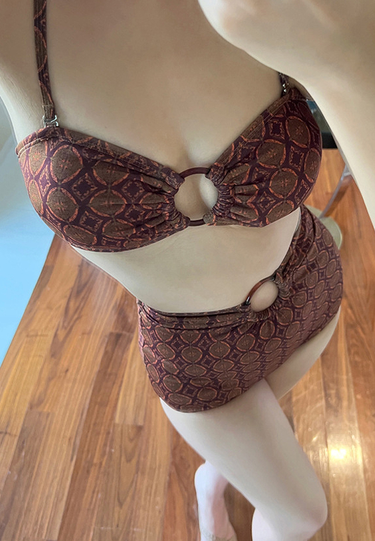 Printed new high-waisted swimsuit CA24032106