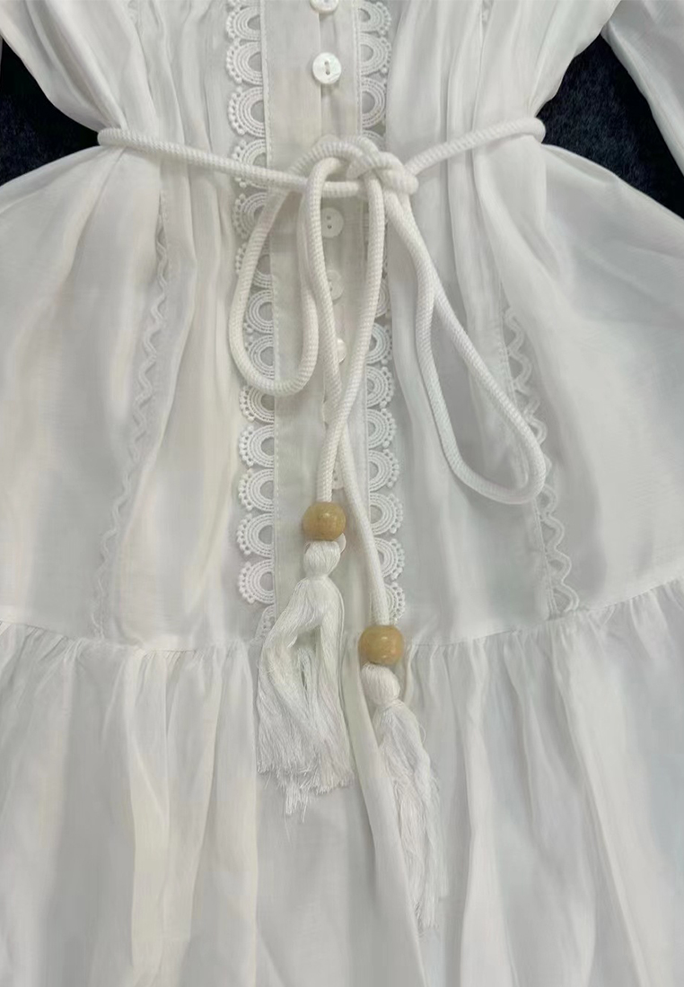 2024 stand tie waist cinching elegant A-line short dress CA24081606W