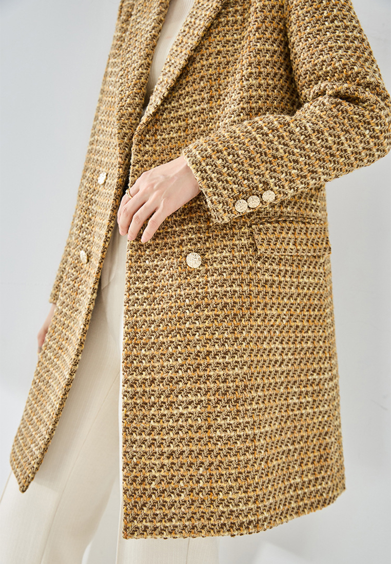 2024 Retro Luxury woven plaid mid length top CA24091106YE