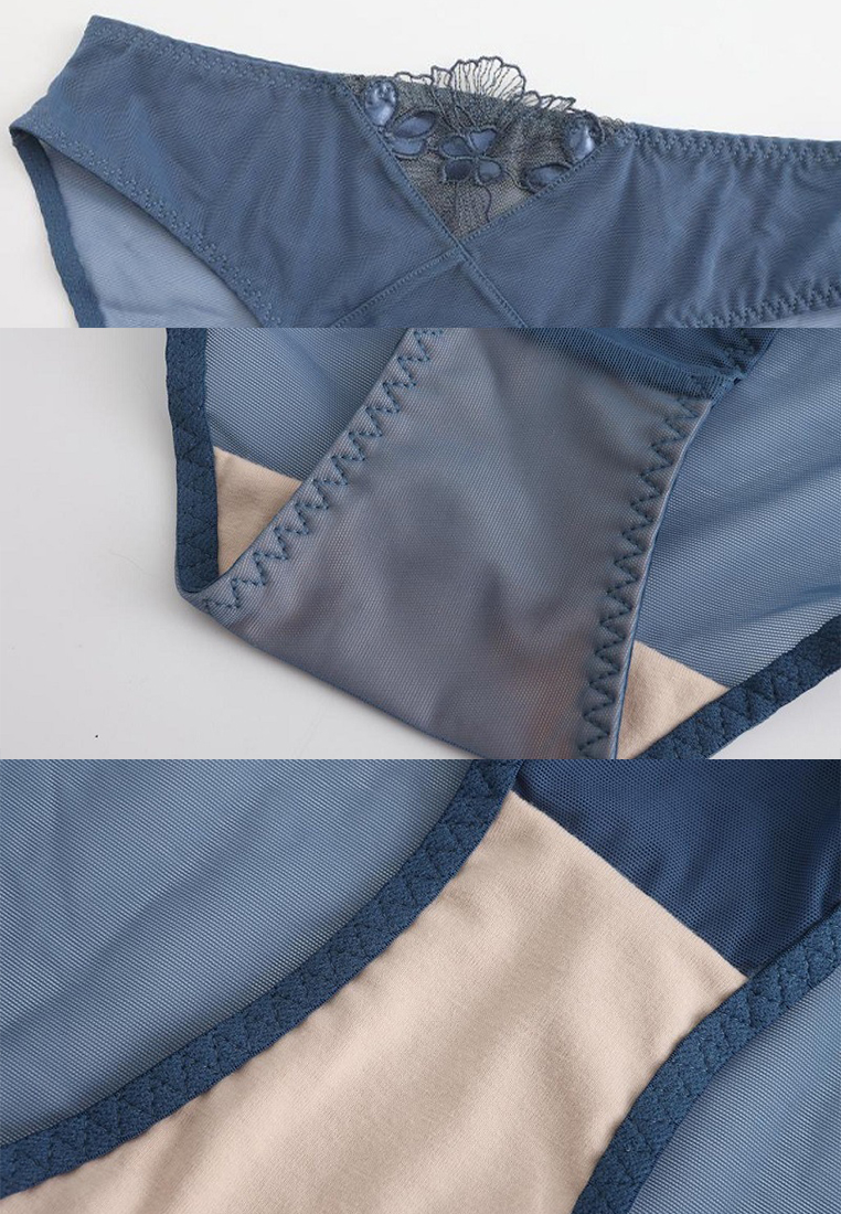 French bunny ears embroidered lace underwear set CA24112006BL